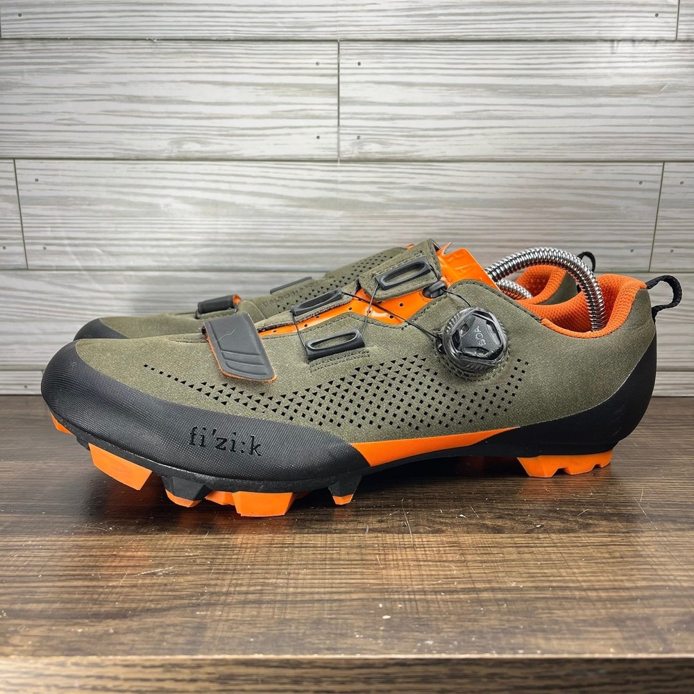 Fizik X5 Terra Suede Mountain Bike Men's Green Orange Cycling Shoes - M 11.5 - Picture 2 of 10